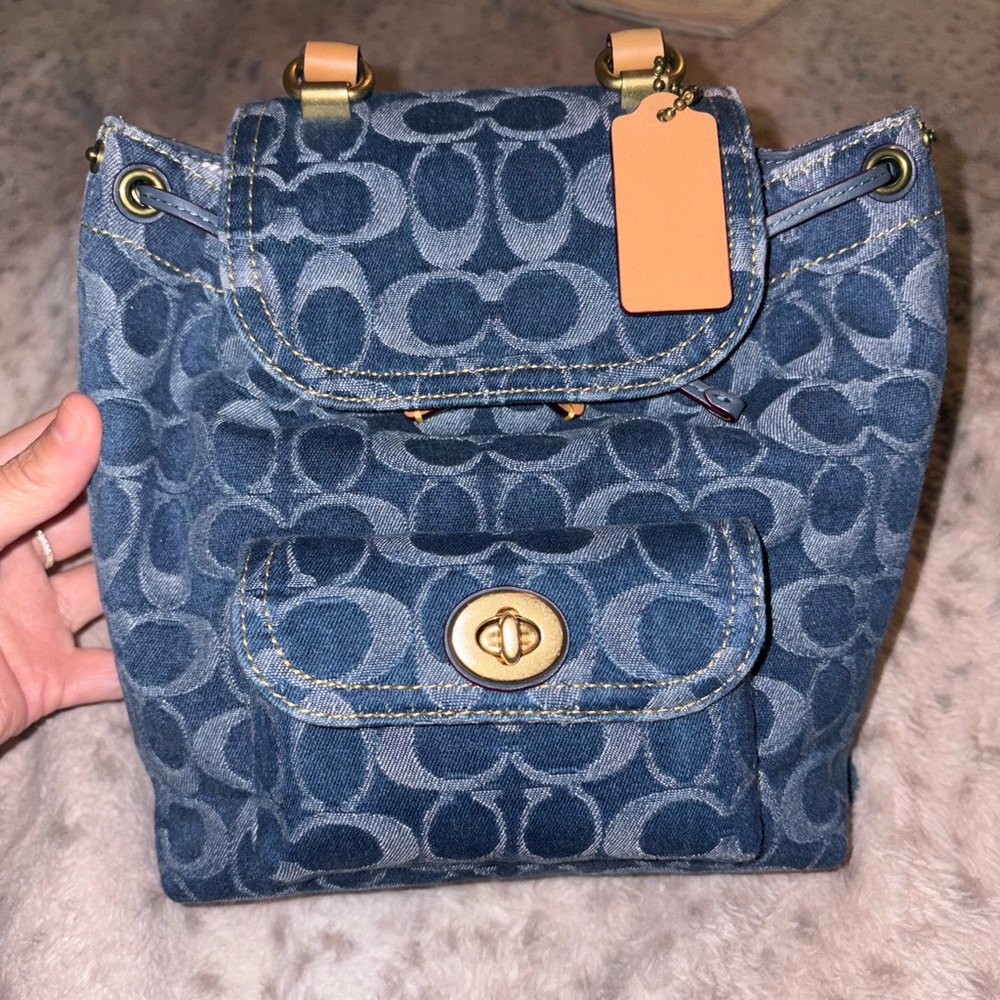 Coach Blue Backpack with Signature Design